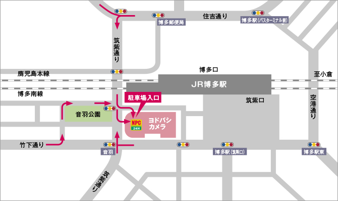 ヨドバシ博多パーキング 入口案内図
